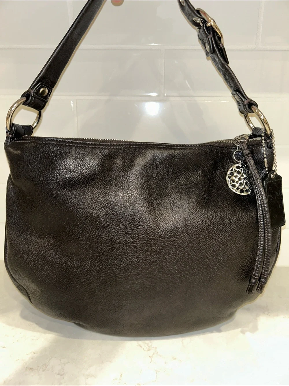 COACH 13655 Ali Hobo black leather shoulder bag
